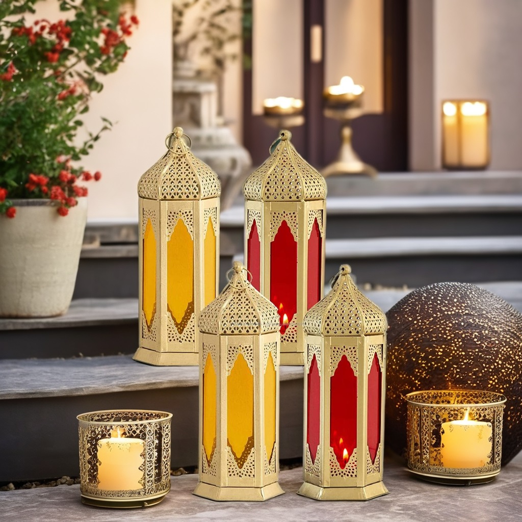 Home Centre Iron and Glass Corsica Tall Morrocan Lantern