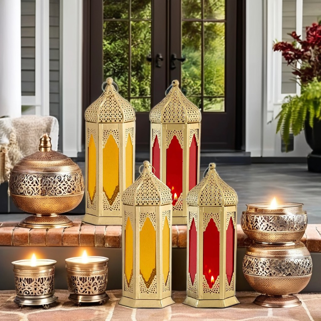 Home Centre Iron and Glass Corsica Tall Morrocan Lantern