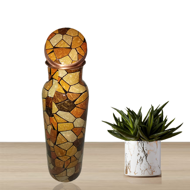 Meena Printed Copper Water Bottle 1000 Ml