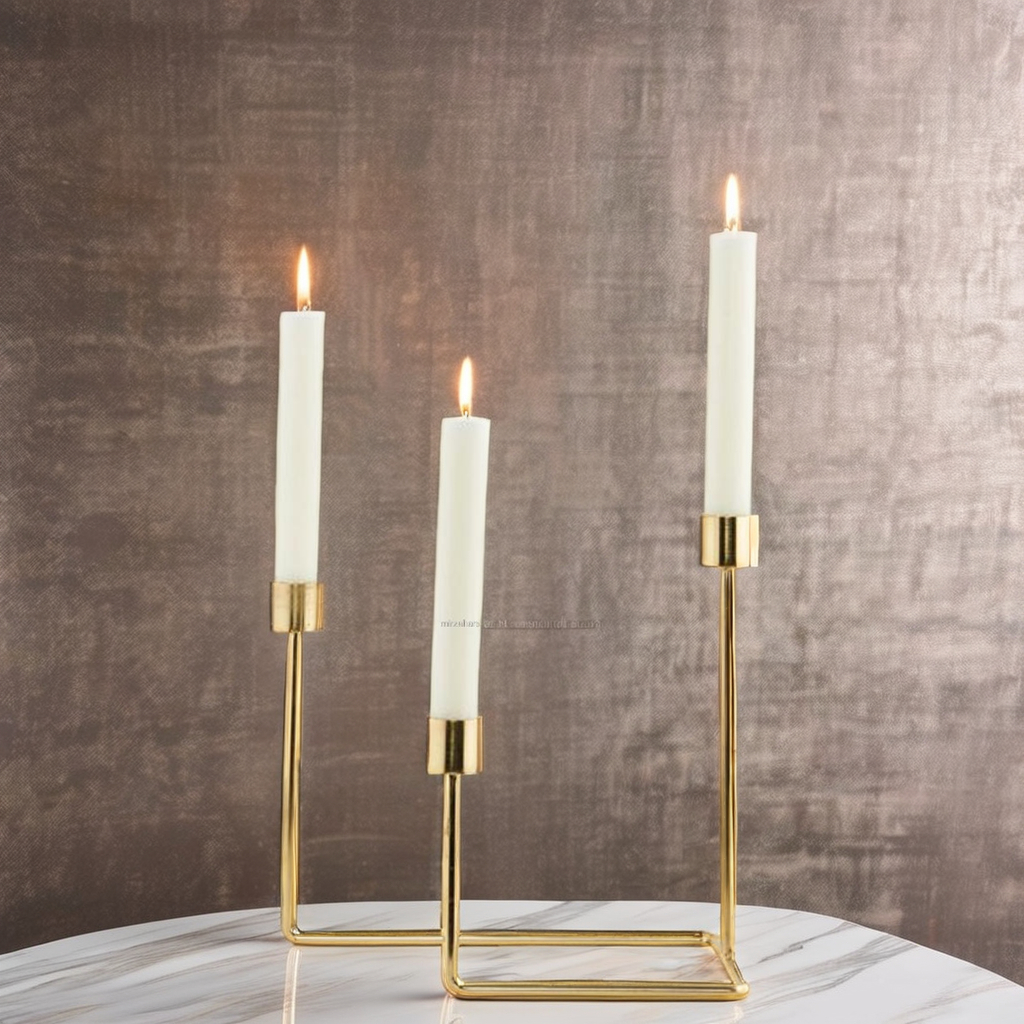 Golden Stem 3 Candle Stand Iron