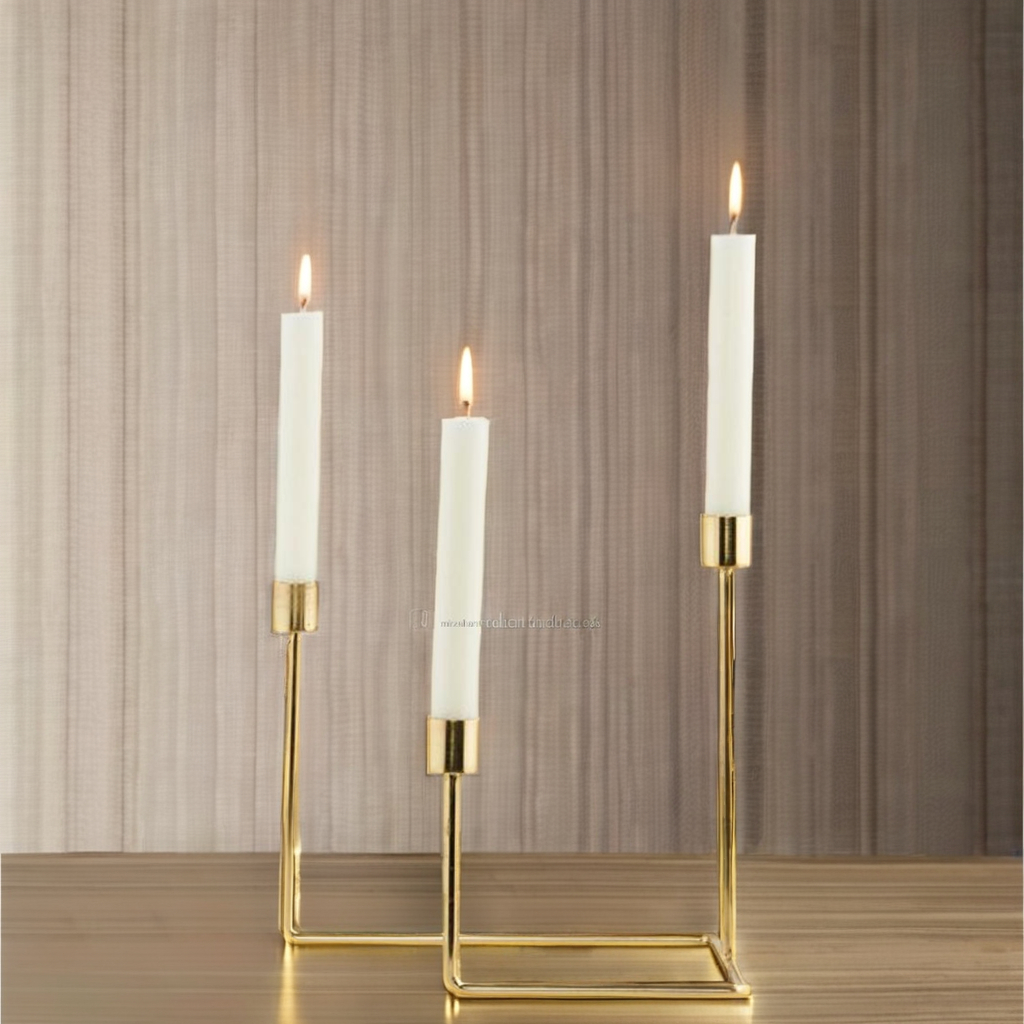 Golden Stem 3 Candle Stand Iron