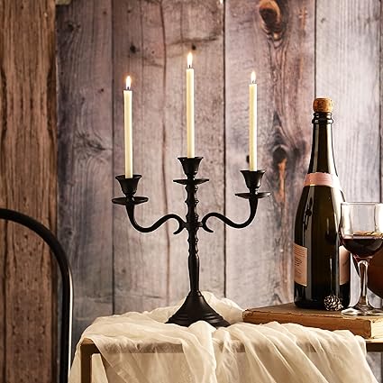 Three Arm Black Candelabra