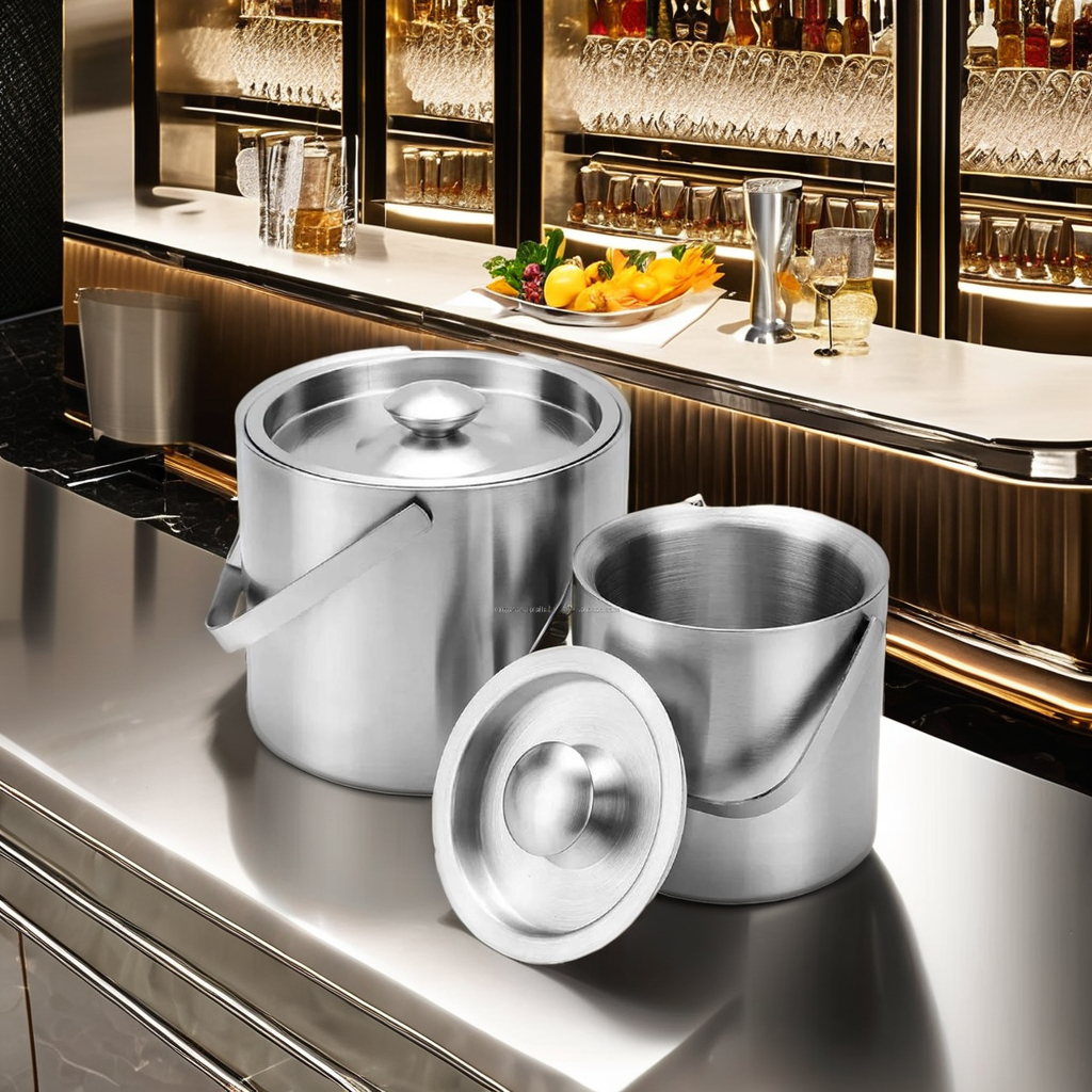 Ice Bucket, 3L Thick Stainless Steel